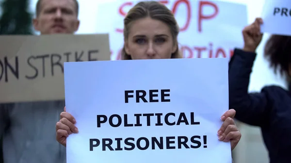 Activists Demanding Free Political Prisoners Protesting Repressions Arrests — Stock Photo, Image