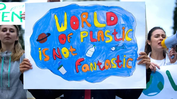 Klokking Folkemengder Miljømessige Slagord Bevissthet Plastisk Forurensning Økologi – stockfoto