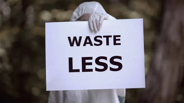 Avfall Mindre Tecken Kvinnliga Forskare Händer Kvinna Håller Flaska Plast — Stockfoto