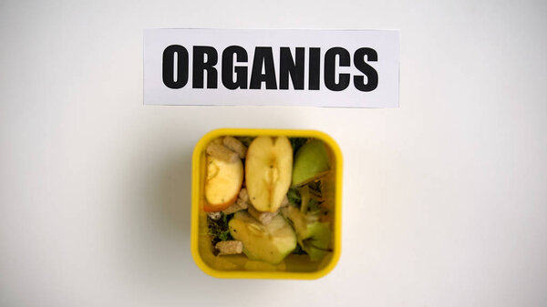 Container Biodegradable Food Standing Organics Word Waste Less Royalty Free Stock Images