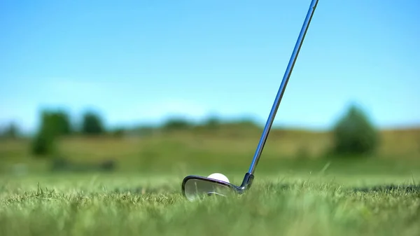 Demir Golf Sopası Beyaz Topa Vuruyor Profesyonel Spor Elit Hobi — Stok fotoğraf