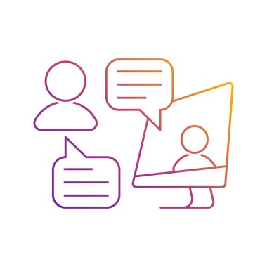 Video çağrı simgesi. Çevrimiçi sohbet vektör simgesi parlak renklerde. İnsanlar internet üzerinden konuşuyor. Serbest çalışmak için, uzak iş