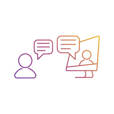 Video çağrı simgesi. Çevrimiçi sohbet vektör simgesi parlak renk eğiminde. Serbest çalışma, uzak çalışma, online kurslar için