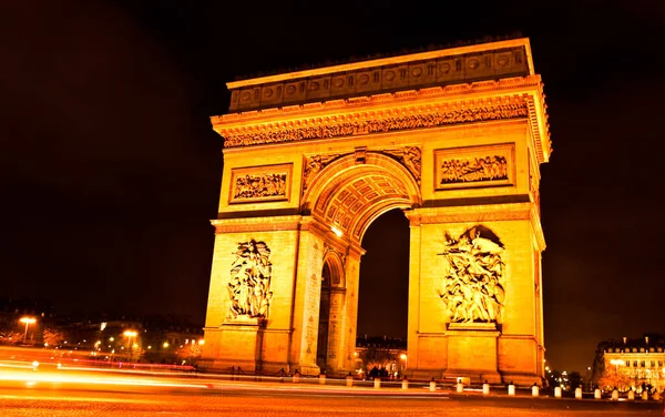 Paris Teki Zafer Takı Gece Işıklarıyla Aydınlandı — Stok fotoğraf