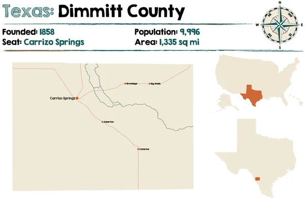 美国德克萨斯州 Dimmitt 县详细地图 — 图库矢量图片