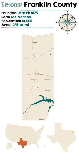 Detaillierte Karte Von Franklin County Texas Usa — Stockvektor