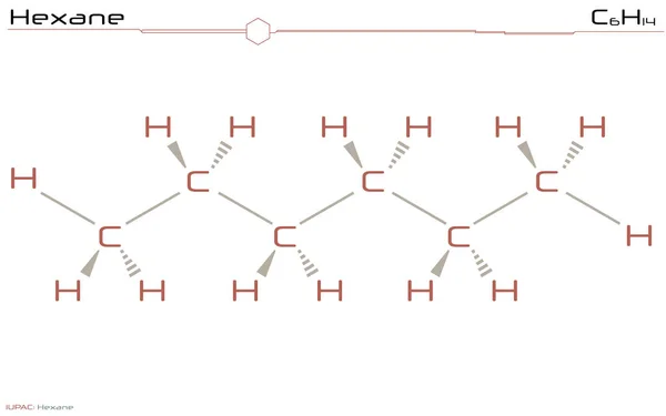Велика Деталізована Інфографіка Молекули Гексану — стоковий вектор