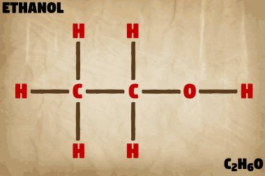 Etanol molekülünün detaylı Infographic çizimi.