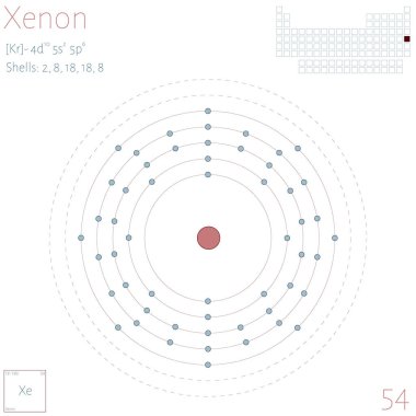 Büyük ve renkli Infographic Xenon unsuru üzerinde.