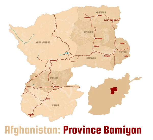 阿富汗巴米扬省的大图和详细地图 — 图库矢量图片