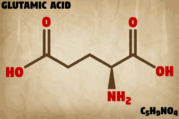 Illustrazione Infografica Dettagliata Della Molecola Dell Acido Glutammico — Vettoriale Stock