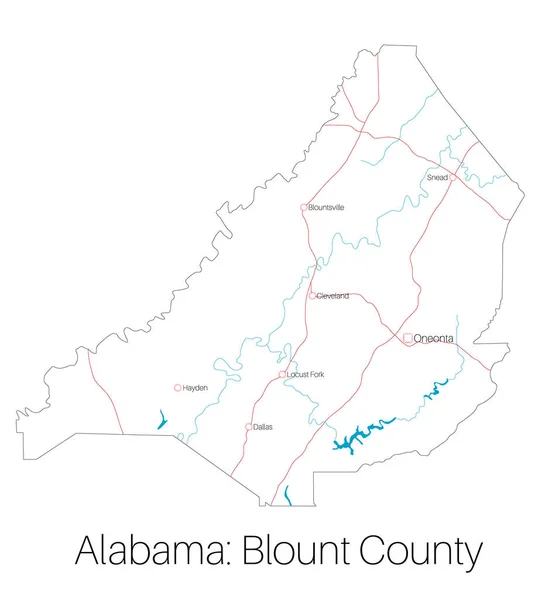Λεπτομερής Χάρτης Της Blount County Στην Αλαμπάμα Ηπα — Διανυσματικό Αρχείο
