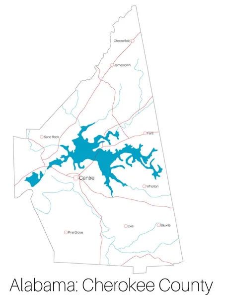 Mapa Detallado Condado Cherokee Alabama Estados Unidos — Archivo Imágenes Vectoriales