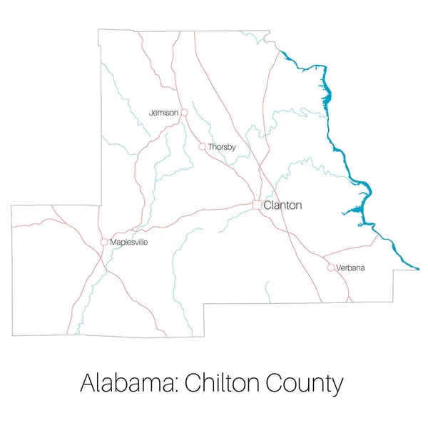 Mapa Detallado Condado Chilton Alabama Estados Unidos — Archivo Imágenes Vectoriales