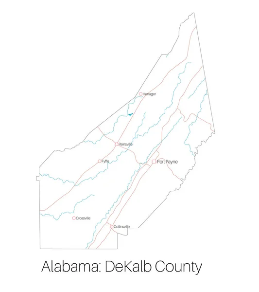 Mapa Detallado Condado Dekalb Alabama Estados Unidos — Archivo Imágenes Vectoriales
