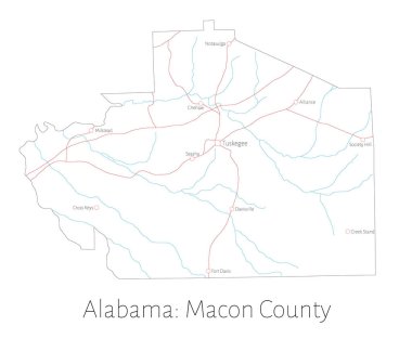 Macon county Alabama, ABD detaylı Haritası
