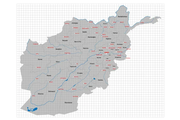 Mappa Ampia Dettagliata Dello Stato Dell Afghanistan — Vettoriale Stock