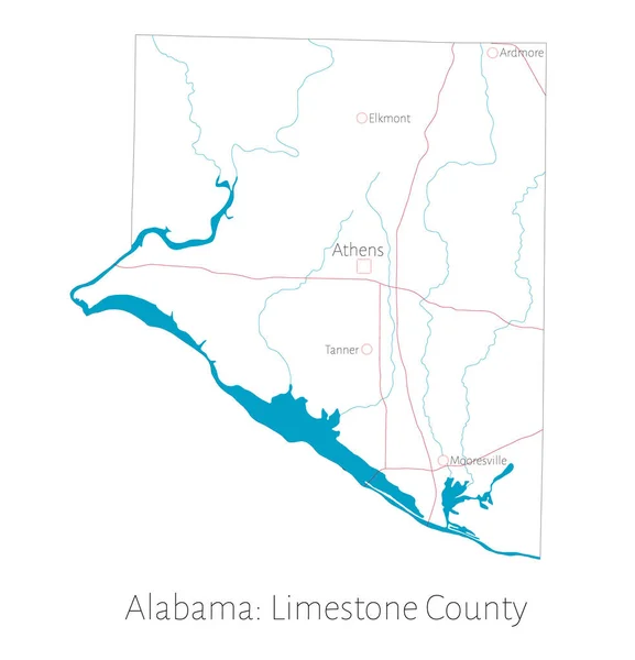 Detaljerad Karta Över Limestone County Alabama Usa — Stock vektor