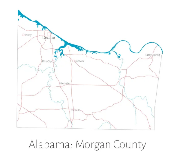 Mapa Detallado Condado Morgan Alabama Estados Unidos — Archivo Imágenes Vectoriales