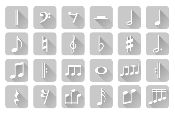 Conjunto Ícones Detalhados Diferentes Notas Sinais Musicais — Vetor de Stock