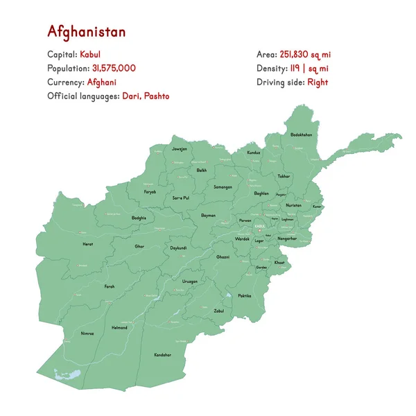 Gedetailleerde Kaart Infographic Van Afghanistan — Stockvector