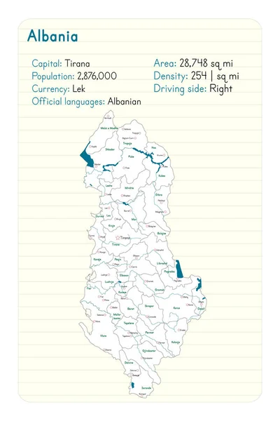 Mapa Detallado Infografía Albania — Archivo Imágenes Vectoriales