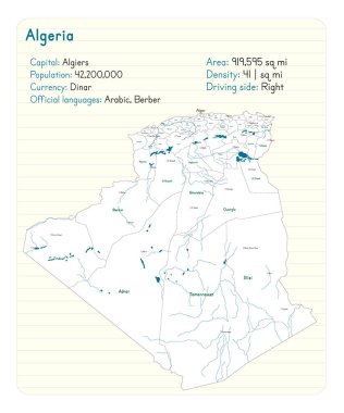 Detaylı harita ve Infographic Cezayir