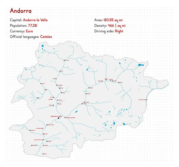 Mapa Detalhado Infográfico Andorra — Vetor de Stock