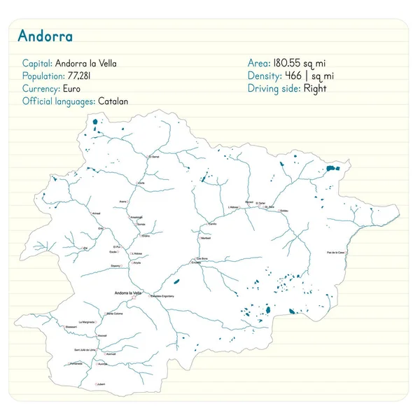 Detailed Map Infographic Andorra — Stock Vector