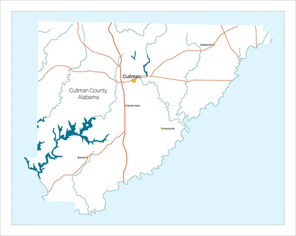 Podrobné Velká Mapa Cullman County Alabamě Usa — Stockový vektor