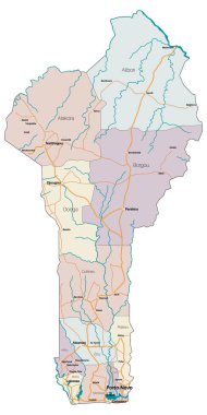 Afrika Benin devlet büyük ve ayrıntılı Haritası