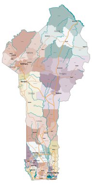 Afrika Benin devlet büyük ve ayrıntılı Haritası