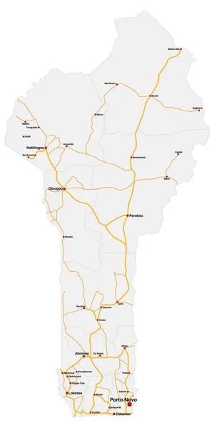 Mapa Grande Detalhado Estado Benim África — Vetor de Stock