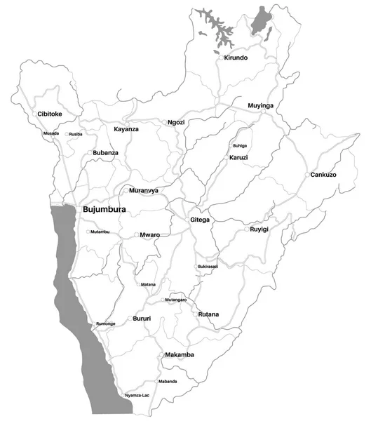 非洲布隆迪国家的大型和详细地图 — 图库矢量图片