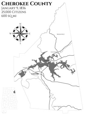 Cherokee county Alabama, ABD büyük ve ayrıntılı haritası