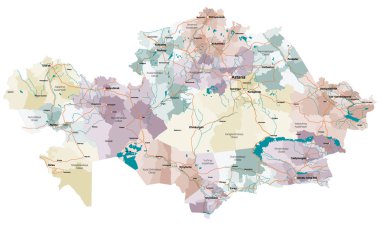 Kazakistan devlet büyük ve ayrıntılı haritası