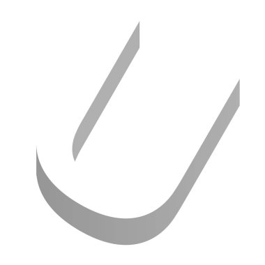 Üç boyutlu görünümde U harfi