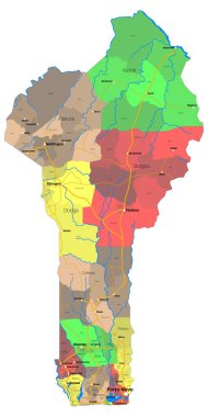 Afrika Benin devlet büyük ve ayrıntılı Haritası
