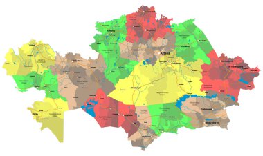 Kazakistan devlet büyük ve ayrıntılı haritası