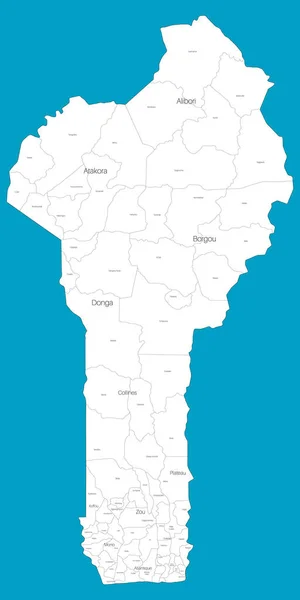 Mapa Grande Detalhado Estado Benim África — Vetor de Stock