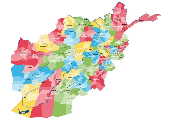 Große Und Detaillierte Karte Des Bundesstaates Afghanistan — Stockvektor