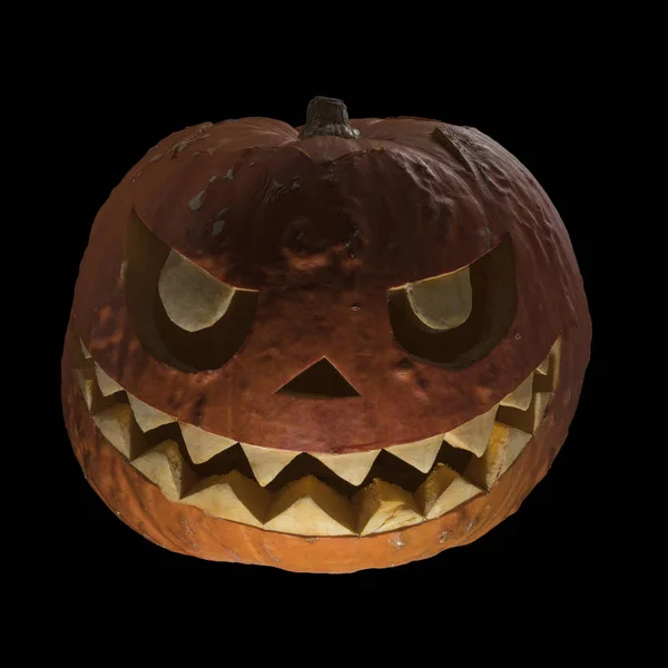 Scary Halloween Pumpkin Head Black Background — Stock Photo, Image