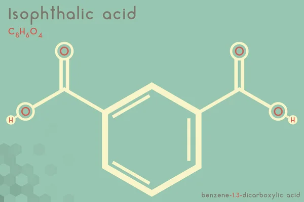 Infografica Ampia Dettagliata Della Molecola Dell Acido Isoftalico — Vettoriale Stock