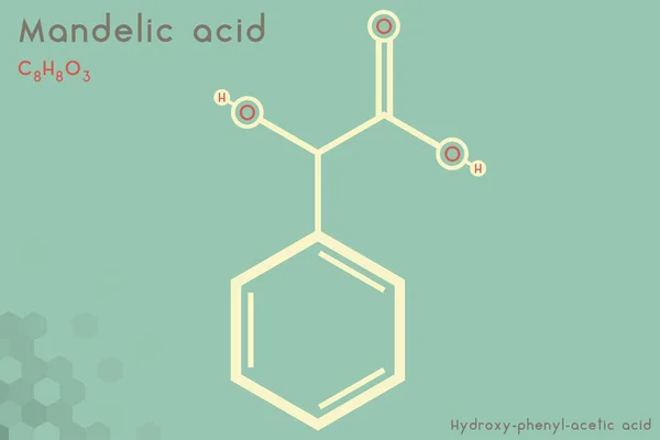 Infografica Ampia Dettagliata Della Molecola Dell Acido Mandelico — Vettoriale Stock