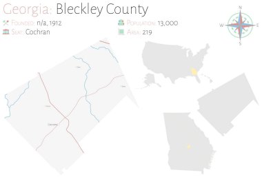 Gürcistan, ABD 'deki Bleckley ilçesinin geniş ve ayrıntılı haritası.