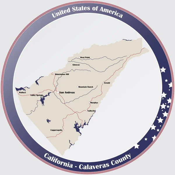 캘리포니아 버러스군의 지도가 라운드 — 스톡 벡터