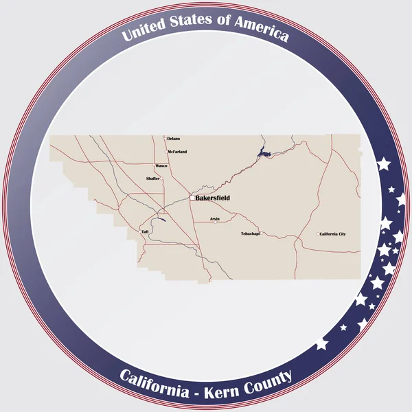 캘리포니아에 카운티의 지도가 라운드 — 스톡 벡터
