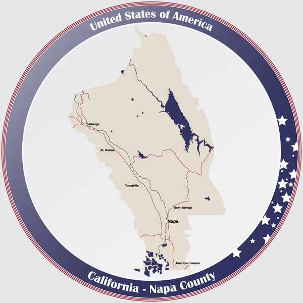 캘리포니아에 카운티의 지도가 라운드 — 스톡 벡터