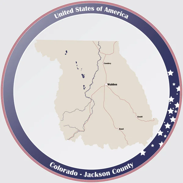 Runder Knopf Mit Detaillierter Karte Von Jackson County Colorado Usa — Stockvektor