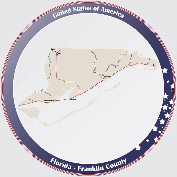 Круглая Кнопка Подробной Картой Округа Франклин Флориде Сша — стоковый вектор